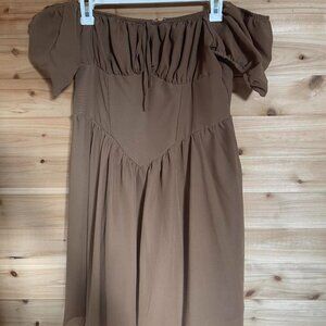SHEIN Brown Off-Shoulder Dress